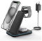 GEEKERA Wireless Charger, 3 in 1 Charging Station for iPhone 16/15/14/13/12/11/Pro Max/XS/XR/8, Charger Stand for Apple Watch 10/Ultra/9/8/7/6/5/4/3/2/SE, Docking Station for AirPods 4/Pro/3/2-Black
