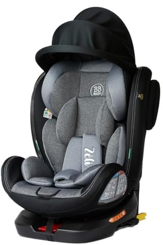 ZELI Siège-auto évolutif i-Size 360° enfants de 40 à 150 cm 0-36 kg Isofix Top Tether Noir avec canopy