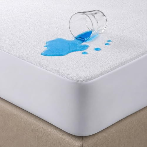 K&A® Frotté vattentätt madrassskydd | mjuk frottéhandduk madrassöverdrag | antiallergi, ljudlös och andningsbar | 40 cm extra djup låda | dra-på-lakan barnsäng (70 x 140 cm)