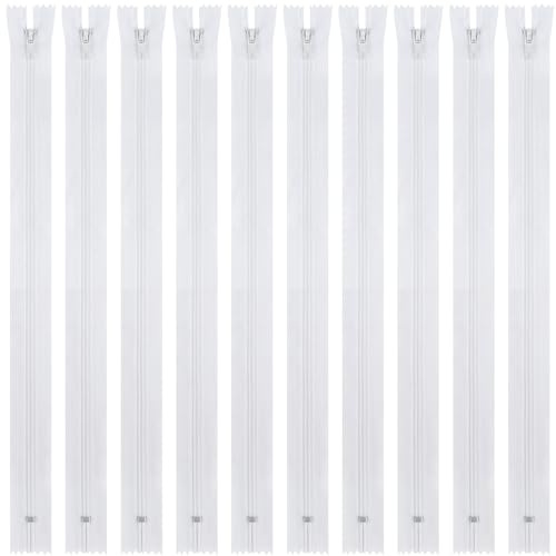 DOITEM 10 st 20 cm/8 tum flerfärgad nylon spole dragkedjor för sömnad och hantverk, vit