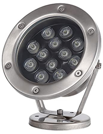 Faretto per Laghetto Subacqueo Illuminazione A Fontana A LED A Bassa Tensione 12V Impermeabile IP68 Acciaio Inossidabile Illuminazione Subacquea per Piscina, Fontana, Stagno(Bianco freddo,12W)