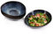 Sänger | Salatschüssel Set Tokio 4 tlg, Salatteller 4 Personen, Salatschälchen Steingut Spülmaschinenfest, Bowl Schüssel Handmade, Bowls Blau-Schwarz mit Braunen Akzenten 760 ml | PREMIUM COLLECTION
