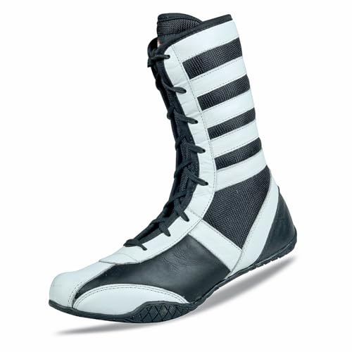 Professional Boxing Shoes Breathable Wrestling Shoes, Training Shoe for Adult & Youth Men Women Non Slip Rubber Sole Lightweight Boots (White & Black, 8)