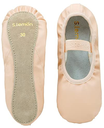 s.lemon Bambino Ballet Shoe Bambina Suola Piena Scarpe da Ballo Balletto in Pelle Rosa 27
