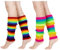 GoGou Leg Warmers for Women, 2 Pair Pack Rainbow Leg Warmers, Long Socks Women, Pride Neon Accessories for 80's Fancy Party Ballet Skating Ice Dancing