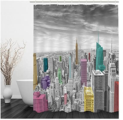 Skcess Badewanne Duschvorhang Grau, Polyester Duschvorhang Wasserdicht Farbe Haus Anti Schimmel Duschvorhang 90x180CM