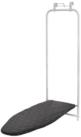 Household Essentials Over The Door Ironing Board, Space Saving Fold Down Ironing Board for Small Spaces, Apartments & Laundry Rooms â Compact Hanging with Easy Pull-Down Design, White & Black