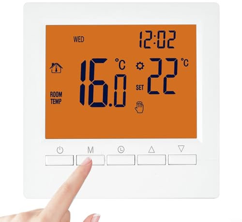 Termostato digitale programmabile per la casa, display LCD, regolatore della temperatura ambiente, controllo del calore e del raffreddamento a pavimento, kit termostato digitale (arancione)