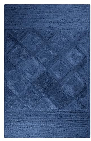 CASAVANI Alfombra de yute trenzada a mano de 2 x 3 pulgadas, alfombra Kilim de yute natural, patrón de cuadros, alfombra tejida a mano, alfombra de tejido plano, alfombra de interior y exterior, para