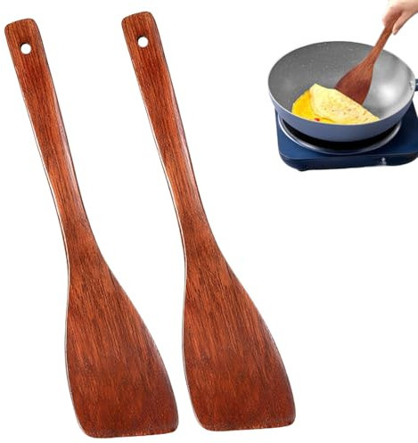 2 Stück Pfannenwender Holz,Holz Pfannenwender,Pfannenwender Holz Spülmaschinenfest,Holzspatel Küche,Geeignet Für Den Täglichen Gebrauch In Der Küche, Pfannen, Kochgeschirr Und Woks Usw