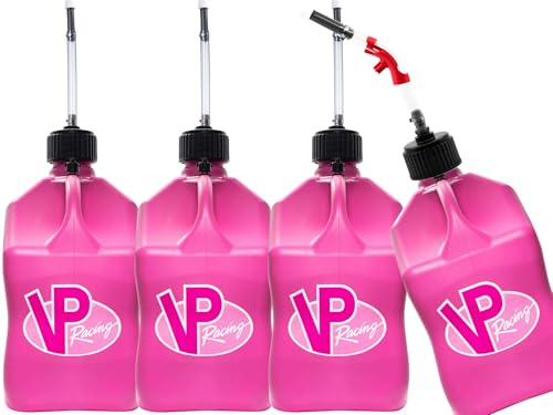 VP Racing Utility Container 5.5 Gallon - 4 Pack With 4 Deluxe Hoses and a Get Bent Hose Bender (Pink, 4 Pack)