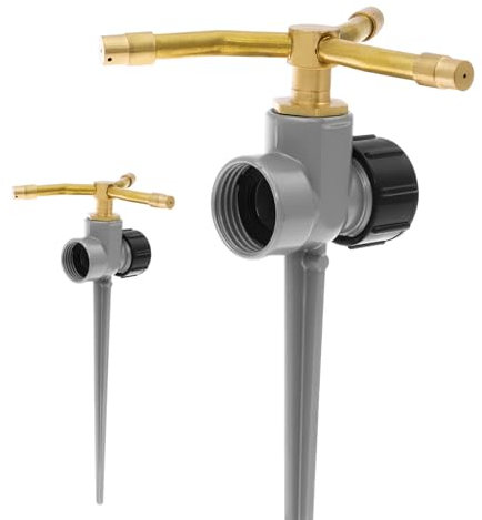 Lot de 2 arroseurs de pelouse en alliage d'aluminium avec buse en laiton à 3 bras, rotatif à 360 °, spray longue distance pour couvrir de grandes surfaces