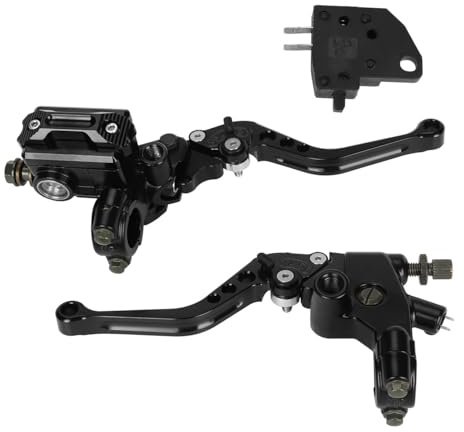 CMIYETO Motorcycle 7/8 22mm Handlebar Brake Master Cylinder Clutch Lever CNC Left & Right Set for Harley Honda Kawasaki Suzuki Yamaha Black