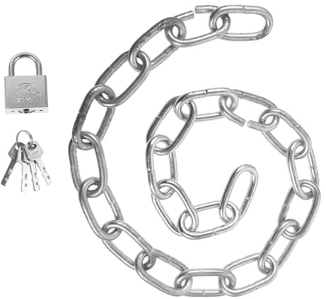 UKCOCO Catena Antifurto per Bicicletta con Anelli in Ferro Spesso Lucchetto Sicuro Anti-taglio Resistente e Portatile per Protezione Bici e Moto