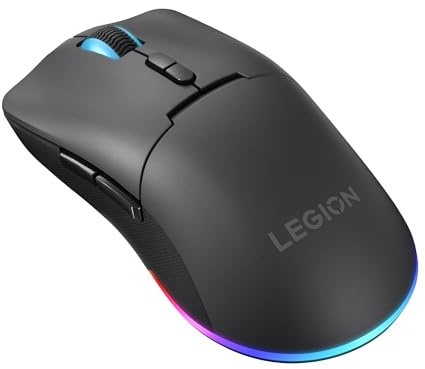 Lenovo Ratón Gaming Legion M220 Wireless (5000 dpi, 7 Botones, RGB 2 Zonas, Ambidiestro, Conectividad 2,4 GHz, Bluetooth y Cable, 20 Millones de Clicks, Sensor Óptico, Windows 10-11) Color Negro