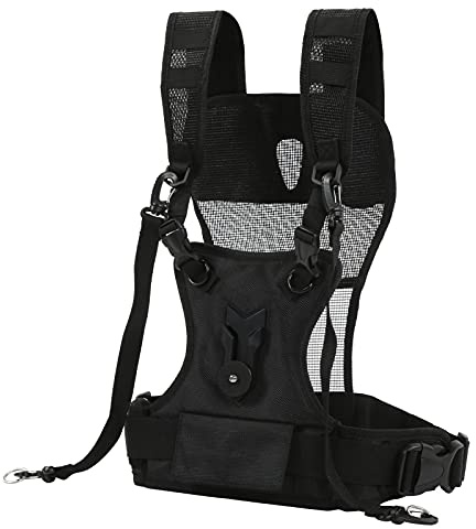 Cuifati Dubbla Kamerarem Multi Carrier Bröstsele, Premium Nylon, Justerbar, Andas, Bekväm, Jämn Viktfördelning, Säkert Låssystem, för Bröllop, Sport, Natur,