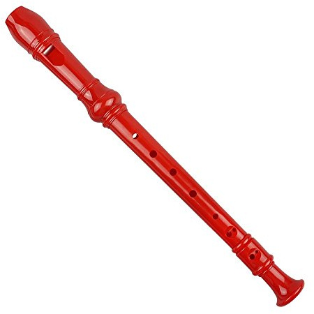 Mr.Power Soprano Recorder German Style C Key for Beginner Student Music Class 3 Piece ABS With Thumb Rest + Fingering Chart + Cleaning Stick + Carrying Bag (Red)
