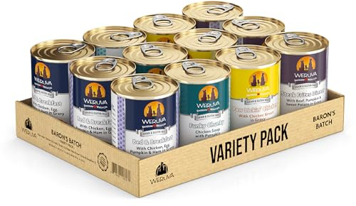 Weruva Classic Dog Food, Variety Pack, Baron's Batch, Wet Dog Food, 14oz Cans (Pack of 12), Multi