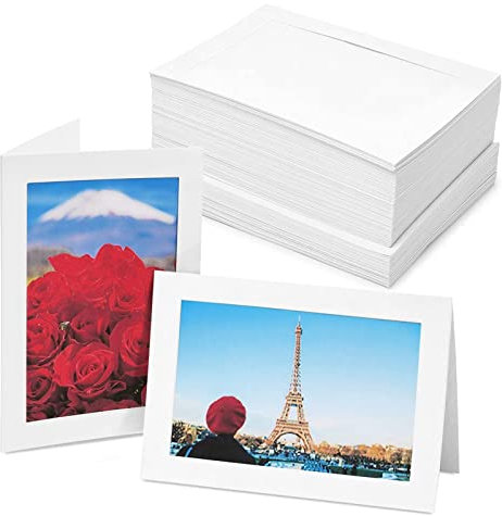 48 Pack Photo Insert Cards, Frame Cards 6x4 with Envelopes for 10x15 cm, Ideal for Wedding, Anniversary, and Graduation Pictures (White)