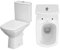 VBChome Keramik Stand WC Toilette Komplett Set Keramik WC- Sitz aus Duroplast mit Absenkautomatik SoftClose-Funktion für waagerechten Abgang Wasseranschluss Spülrandlos Modern