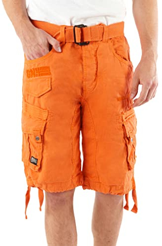 Geographical Norway Panoramatör för män - lediga shorts i bomull för män - sportkläder cargoshorts - andningsbara chinos - korta shorts med bälte - bekväm normal passform, 1 stycke, L