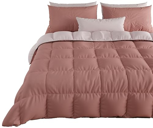 PETTI Artigiani Italiani - Trapunta Matrimoniale Invernale, Piumone Matrimoniale, Tinta Unita Double Face Cipria 100% Made in Italy