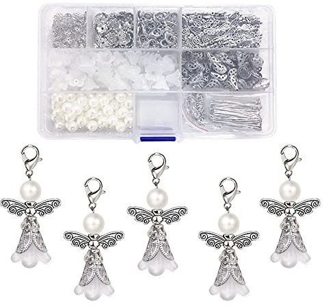 Anyasen Engel Basteln Perlen Set 50 Sets Bastelset Engel Schutzengel Selber Machen Engel Anhänger Weiß Perlenengel Basteln Set Schutzengel Anhänger Klein Engel Anhänger Gastgeschenk Schutzengel Set