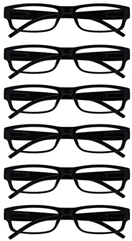 OPULIZE Ace Lesebrille 6 Pack klassisches alltäglicher schmaler Rahmen kratzfeste Federscharniere Schwarze Herren Womens RRRRRRRR32 +2,00