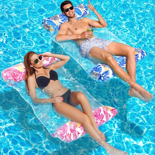 WEARXI Materassino Mare XL, 2 pezzi Materassino Piscina 4 in 1, Materassino Gonfiabile Mare Piscina, Gonfiabili Piscina, Gonfiabili per Piscina, Amaca Galleggiante, Amaca Gonfiabile Mare