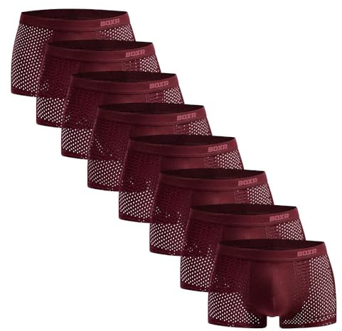 BOXR Underwear Boxers en Bambou - Lot de 8 - Le Boxer Classique, Doux comme de la Soie et Respirants (S-3XL)