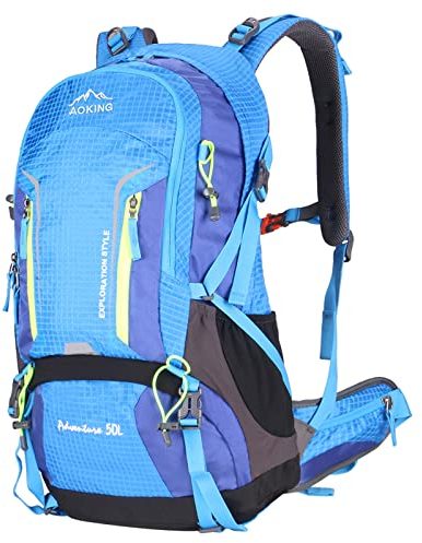 Aoking,Rucksack zum Wandern/Klettern,50L,YJN67363,Standardelemente:abnehmbares Airflow-Mesh-Board,wasserdicht,SOS-Pfeife,Regenschutz