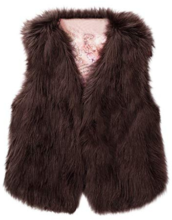 Women's Winter Warm Faux Fur Vest Coat Short Jacket Fur Vest Women Fur Vest Fur Faux Fur Vest Soft Comfortable Sleeveless Winter Jacket Parka Fur Coats Tops V-Neck Plush Vest, brown, S