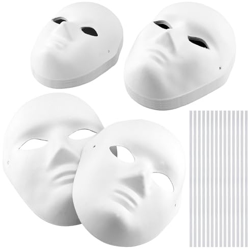 KOHAND Lot de 30 masques blancs pour homme et femme, bande élastique réglable, idéaux pour carnaval, Halloween et décoration