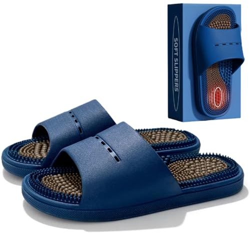 MOTTLED SKY Acupressure Massage Slippers Acupressure Foot Massager Shoes Reflexology Sandals Gift for Men Women Reduce Feet Neuropathy Pain Relief and Tension (Blue,US women10.5-12/men9-10.5)