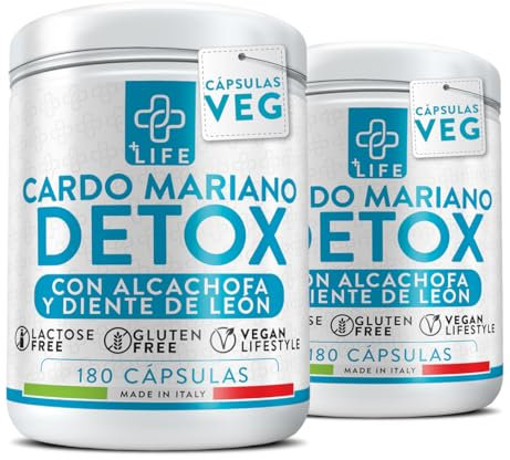 Cardo Mariano Tarassaco E Carciofo 360 Capsule PiùLife, 2 Al Giorno, 400mg Silimarina Per Dose, Detox Fegato E Intestino, Estratto Di Carciofo Depurativo, Con Zinco Antiossidante Forte