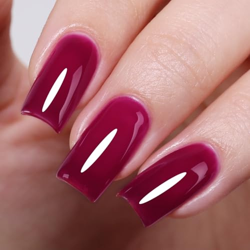Ozzeal Jelly Gel Nail Polish, Rose Red Jelly Nail Polish Gel Translucent Sheer Spring Summer Nail Gel Polish Soak off UV LED Light for Nail Art DIY Manicure 0.5 Fl Oz