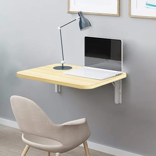 Shally Dogan Tavolo da Parete Pieghevole 60 x 40 cm in Legno, Scaffale a Muro Richiudibile Salvaspazio Versatile, Scrivania Porta Pc, Tavolino da Pranzo, Soggiorno, Salotto, Bagno, Cucina (Quercia)