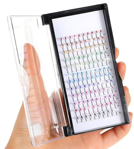 COMNICO Einzelne Wimpern Bunt Wimpernverlängerung 120 Stück 12 farbige Glitzer-Wimpernverlängerungen, Farbige Wimpern Einzeln Curl 15mm DIY-Künstliche Wimpern Zubehör für Wimpern Individuelle