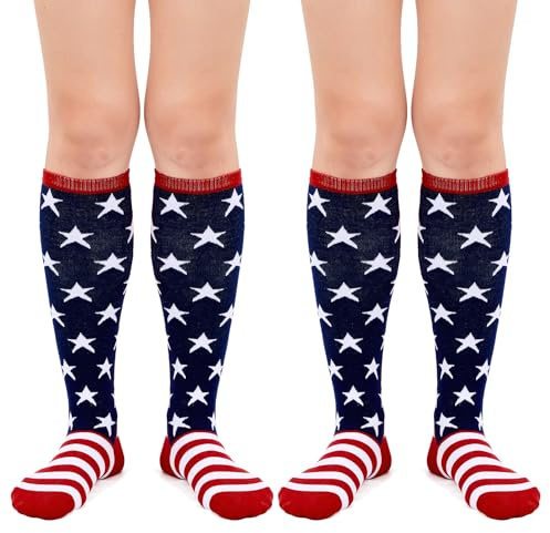 Patriotic Socks American Flag Knee High Socks Athletic Soccer Socks 2 Pack