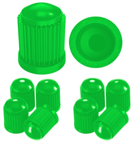 Pitlane Performance® Tapones de válvula – Pack de 10 | Tapas para válvulas de neumáticos compatibles con válvulas Schrader | para Coche, SUV, Moto, Bici, Caravana y más (Verde)