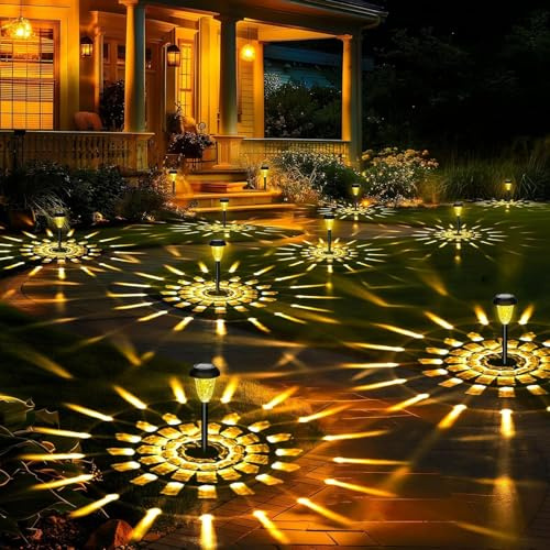 Paquete de 12 luces solares impermeables para exteriores, luces blancas frías para caminos, iluminación LED de paisaje, luces de jardín para decoración, patio, jardín, caminos, pasarela (blanco cálido