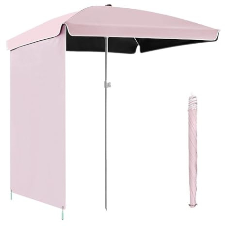GSKDZG Ombrellone Da Spiaggia Quadrato 1.6m 2m Ombrellone Da Giardino Con Tenda Parasole, Per Esterno, Campeggio, Giardino, Patio, Piscina, Mercato, Tavolo(Pink,160cm/5ft)