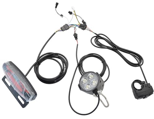 Fanale anteriore e posteriore per bicicletta, con indicatori di direzione, kit per clacson, interruttore elettrico anteriore e posteriore, 24-48 V