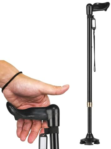 Bastón Plegable y Ajustable para Hombres y Mujeres – Ligero, con Mango Ergonómico y Bolsa de Viaje – Ideal para Personas Mayores y Adultos
