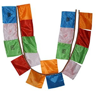 Silk Tibetan Buddhist Fluttering Prayer Flags (Lungta) with Approx 400 Mantras, Wind Horses(6 strings x 20 flags)- FH-FLAG-103(B6)