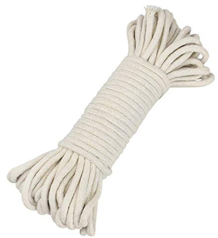 Enenes 65 FT Braided Cotton Rope, 1/4 Inch (6 mm) Natural Craft Rope