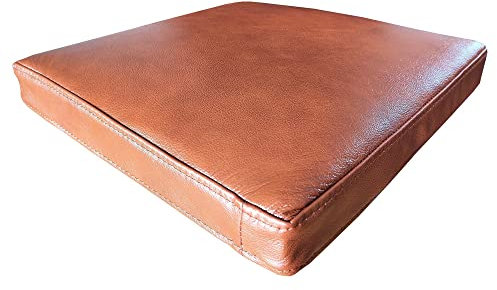 Antic Braun Echtleder Sitzkissen Lederkissen Sitzpolster fur Sessel Stuhle Echt Leder Kissen Sitzauflage Auflage Glatt Modell (35 x 35 cm)