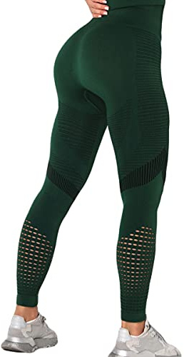 CheChury Damen Leggings Sport Fitness Yogahose High Waist Atmungsaktives Netz Yoga Hose Sporthose Leggins Fitnesshose mit Taschen