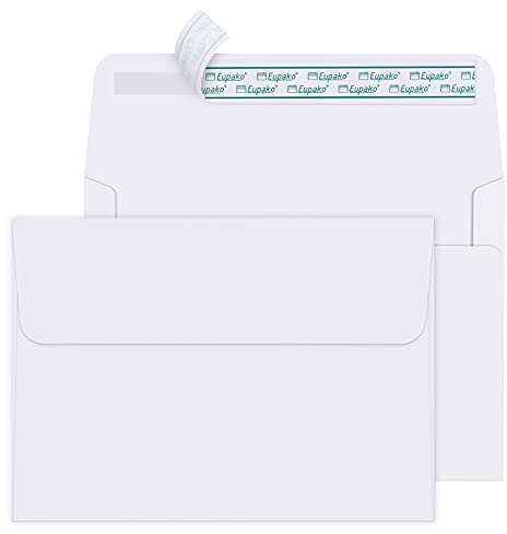 Eupako 5x7 Envelopes Self Seal 250 Pack, White A7 Envelopes, Kraft Paper Envelope for 5x7 Cards, Photos, Invitations, Wedding, Graduation, Baby Shower, 5.25 x 7.25 Inches