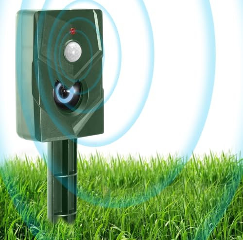 HOPSEM Fox Deterrent Battery Operated Cat Repellent Ultrasonic Cat Scarers for Gardens Bird Deterrent Dog Animal Repeller Waterproof Adjustable Sensitivity Motion Activated Sensor (Upgraded)